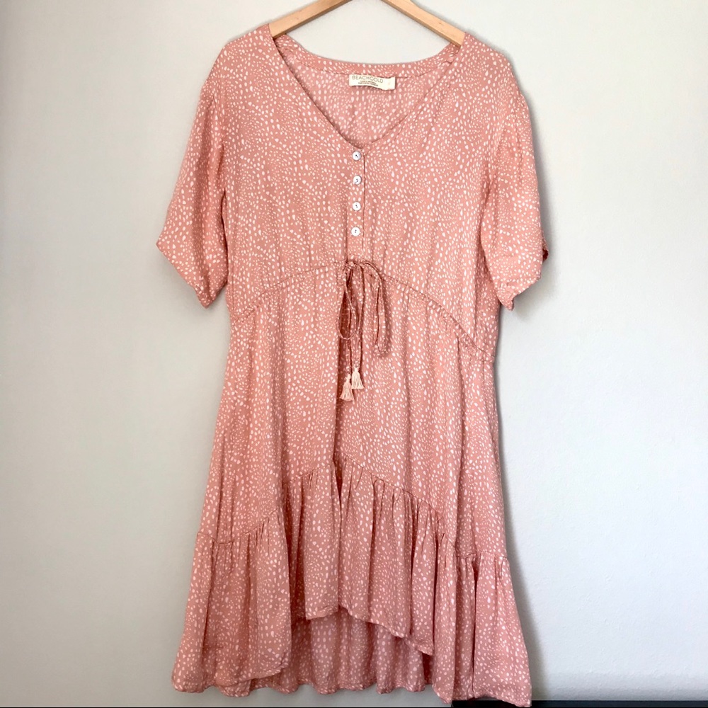 BEACHGOLD Boho Coral Midi Dress Size M